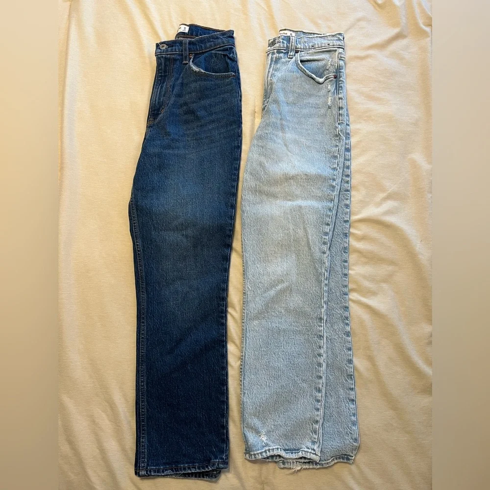 Abercrombie & Fitch High Rise Jeans - Dark Blue & Light Blue - Picture 1 of 10